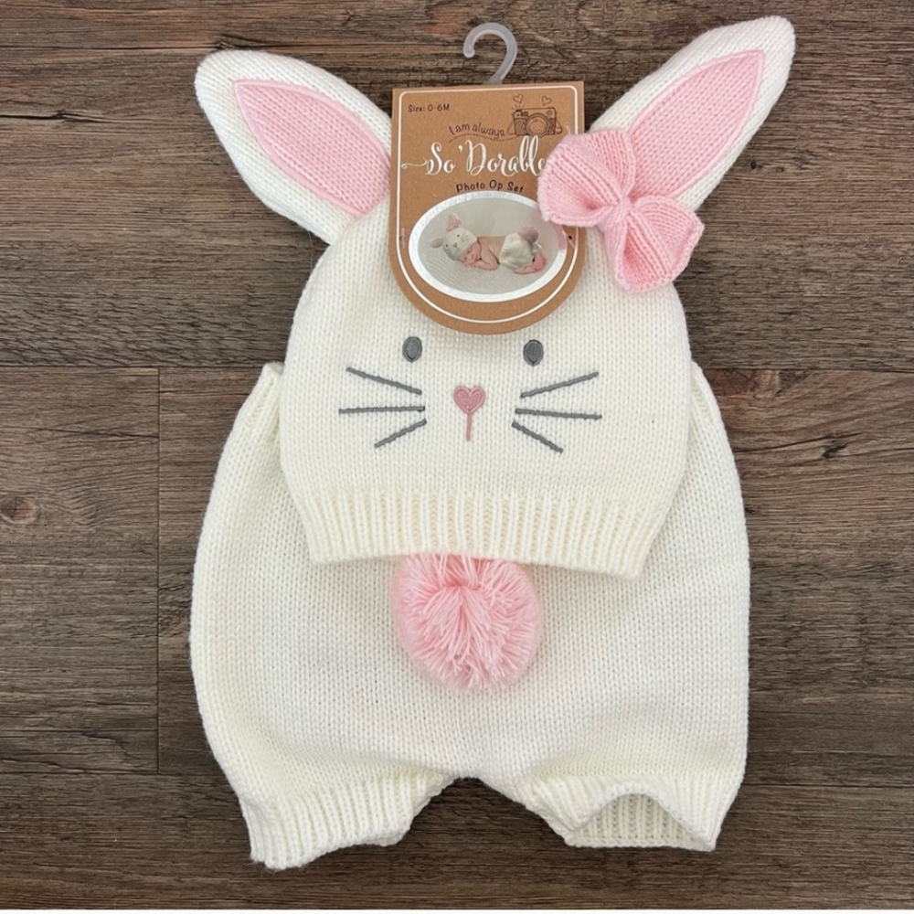 So Dorable crochet bunny set newborn outfit photo